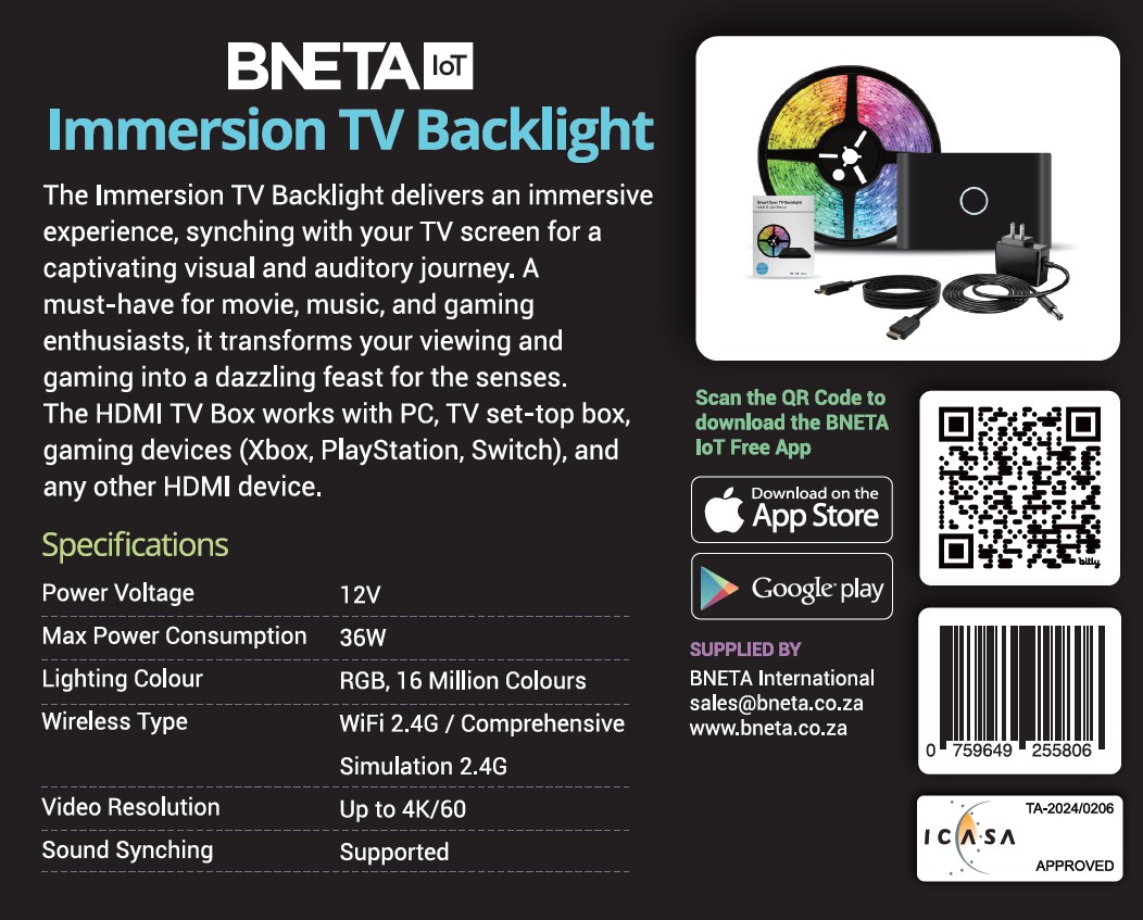 BNETA IoT Immersion TV Backlight